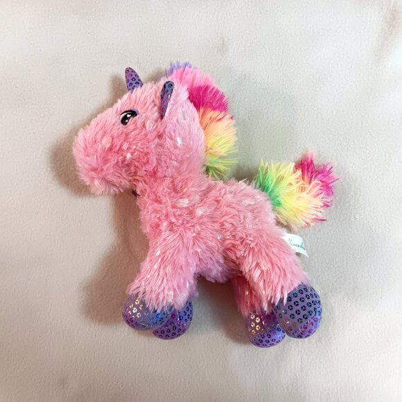 Homerbest plush unicorn 9" pink, sparkly, rainbow mane & tail - Picture 2 of 5